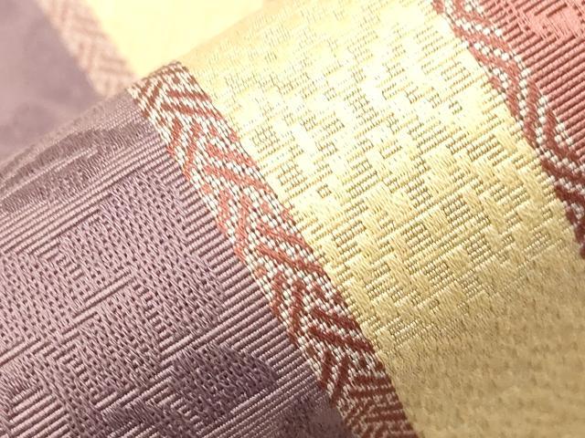 平和屋着物●本場筑前博多織　半幅帯　草花間道　脇山忠道　証紙付き　正絹　逸品　CABH6405dy