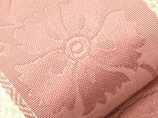 平和屋着物●本場筑前博多織　半幅帯　草花間道　脇山忠道　証紙付き　正絹　逸品　CABH6405dy