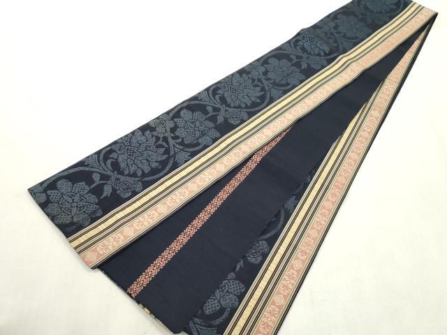 平和屋着物●本場筑前博多織　両面　半幅帯　更紗花間道　正絹　逸品　CABH6408dy
