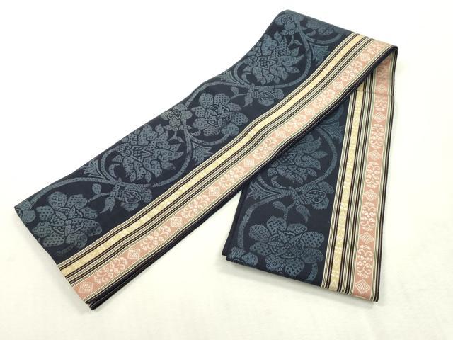 平和屋着物●本場筑前博多織　両面　半幅帯　更紗花間道　正絹　逸品　CABH6408dy