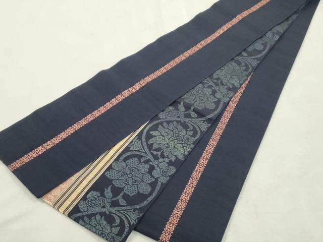 平和屋着物●本場筑前博多織　両面　半幅帯　更紗花間道　正絹　逸品　CABH6408dy