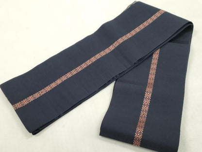平和屋着物●本場筑前博多織　両面　半幅帯　更紗花間道　正絹　逸品　CABH6408dy