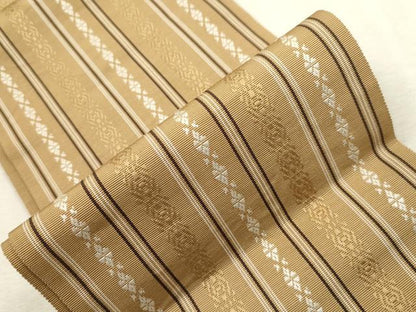 平和屋着物●本場筑前博多織　半幅帯　献上　一重帯　正絹　逸品　CABH6416dy