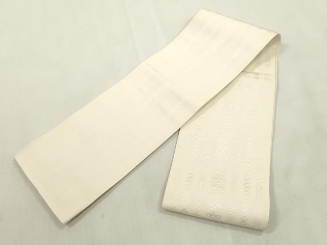 平和屋着物●本場筑前博多織　半幅帯　献上　練色　正絹　逸品　CABH6417dy