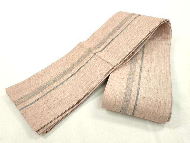 平和屋着物●両面　半幅帯　紬地　間道　正絹　逸品　CABH6423dy