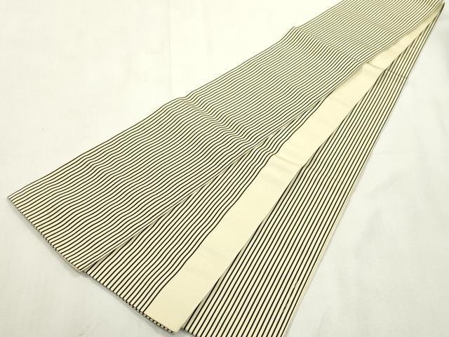 平和屋着物●本場筑前博多織　両面　半幅帯　縞　証紙付き　正絹　逸品　CABH6424dy