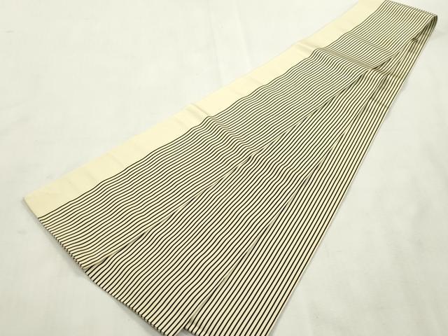 平和屋着物●本場筑前博多織　両面　半幅帯　縞　証紙付き　正絹　逸品　CABH6424dy