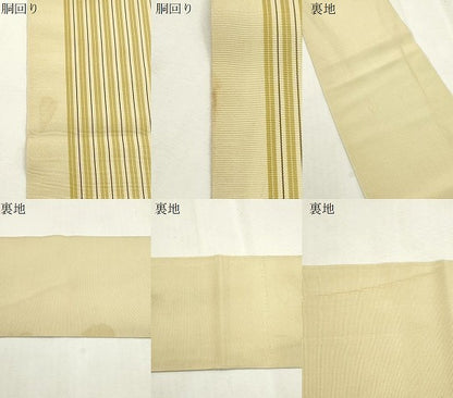 平和屋着物●本場筑前博多織　半幅帯　縞　証紙付き　正絹　逸品　CABH6426dy