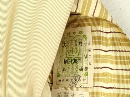 平和屋着物●本場筑前博多織　半幅帯　縞　証紙付き　正絹　逸品　CABH6426dy