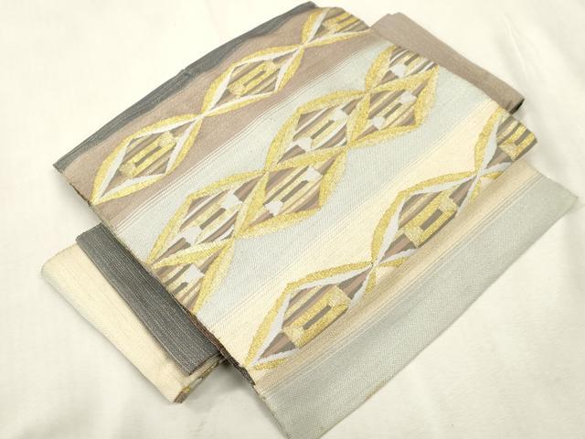 平和屋着物●綴れ　つけ帯　菱文　金糸　正絹　逸品　CABH6436dy