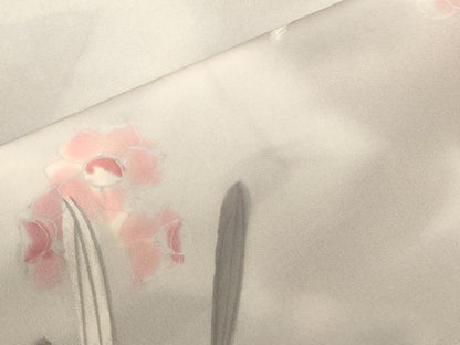 平和屋着物●塩瀬　つけ帯　手描き　ろうけつ染め　草花文　正絹　逸品　CABH6438dy