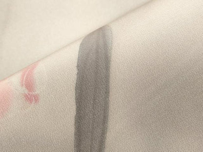 平和屋着物●塩瀬　つけ帯　手描き　ろうけつ染め　草花文　正絹　逸品　CABH6438dy