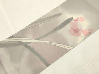 平和屋着物●塩瀬　つけ帯　手描き　ろうけつ染め　草花文　正絹　逸品　CABH6438dy
