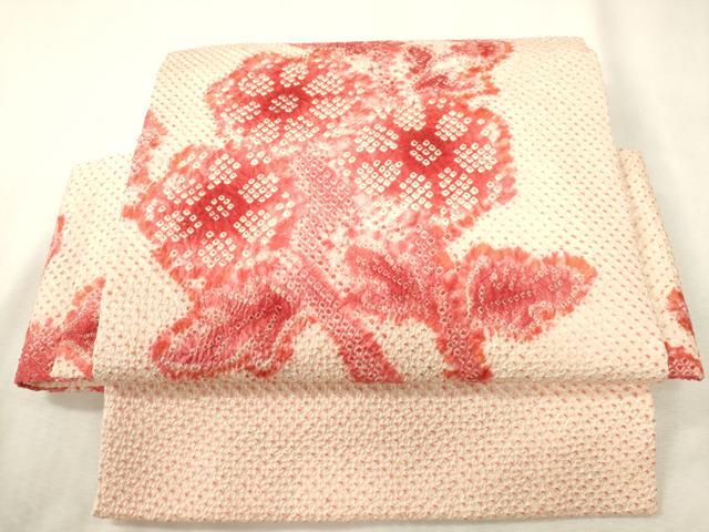 平和屋着物●つけ帯　総絞り　草花文　正絹　逸品　CABH6441dy