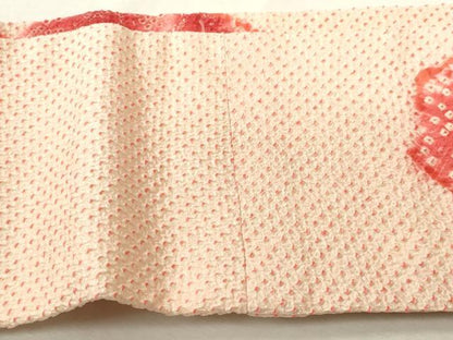 平和屋着物●つけ帯　総絞り　草花文　正絹　逸品　CABH6441dy
