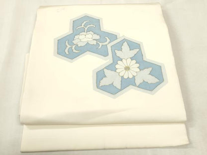 平和屋着物●塩瀬　つけ帯　草花文　金彩　正絹　逸品　CABH6442dy
