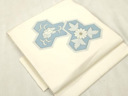 平和屋着物●塩瀬　つけ帯　草花文　金彩　正絹　逸品　CABH6442dy