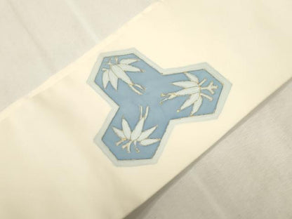 平和屋着物●塩瀬　つけ帯　草花文　金彩　正絹　逸品　CABH6442dy