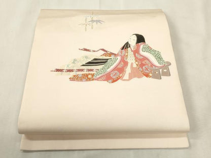 平和屋着物●塩瀬　つけ帯　人物文　正絹　逸品　CABH6444dy