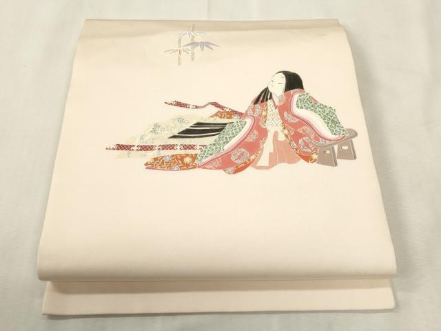 平和屋着物●塩瀬　つけ帯　人物文　正絹　逸品　CABH6444dy