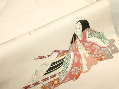 平和屋着物●塩瀬　つけ帯　人物文　正絹　逸品　CABH6444dy