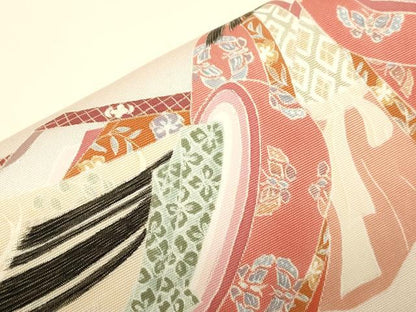 平和屋着物●塩瀬　つけ帯　人物文　正絹　逸品　CABH6444dy