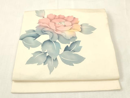 平和屋着物●塩瀬　つけ帯　ろうけつ染め　草花文　正絹　逸品　CABH6448dy