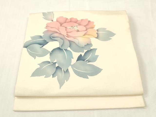 平和屋着物●塩瀬　つけ帯　ろうけつ染め　草花文　正絹　逸品　CABH6448dy