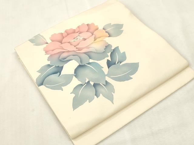 平和屋着物●塩瀬　つけ帯　ろうけつ染め　草花文　正絹　逸品　CABH6448dy