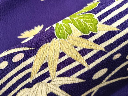 平和屋着物●つけ帯　流水草花文　金彩　鬼しぼ縮緬　正絹　逸品　CABH6449dy