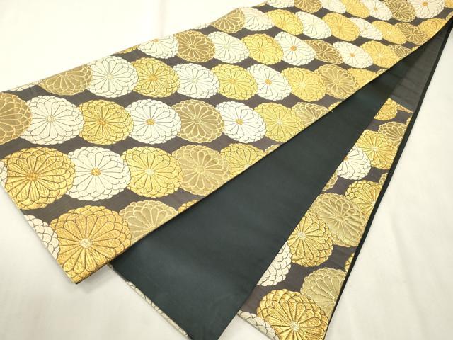 平和屋着物●六通柄袋帯　唐織　菊文様　金糸　正絹　逸品　CABH6454dy