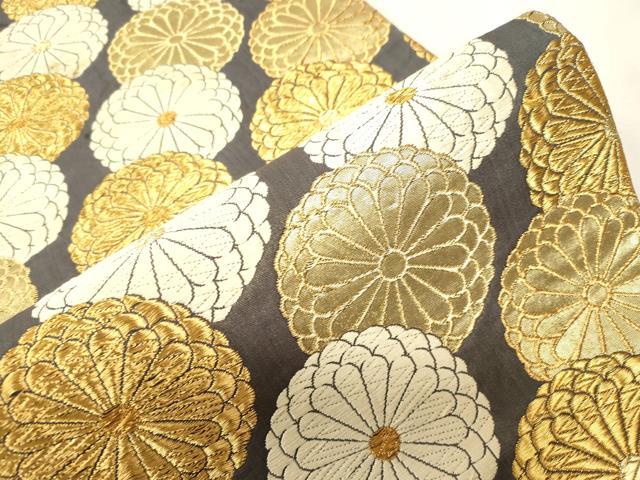 平和屋着物●六通柄袋帯　唐織　菊文様　金糸　正絹　逸品　CABH6454dy