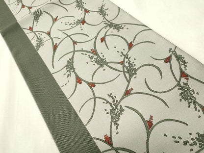 平和屋着物●六通柄袋帯　草花文　正絹　逸品　CABH6457dy
