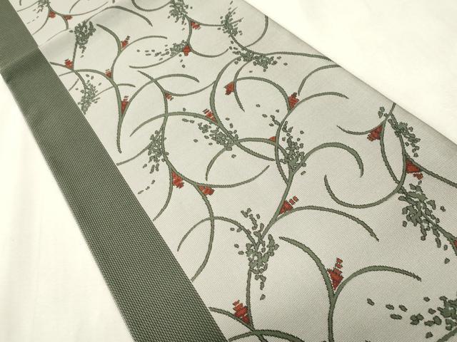 平和屋着物●六通柄袋帯　草花文　正絹　逸品　CABH6457dy