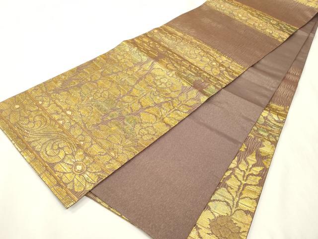 平和屋着物●六通柄袋帯　櫛織　草花文　金糸　正絹　逸品　CABH6458dy