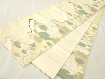 平和屋着物●六通柄袋帯　唐織　蓮　正絹　逸品　CABH6461dy