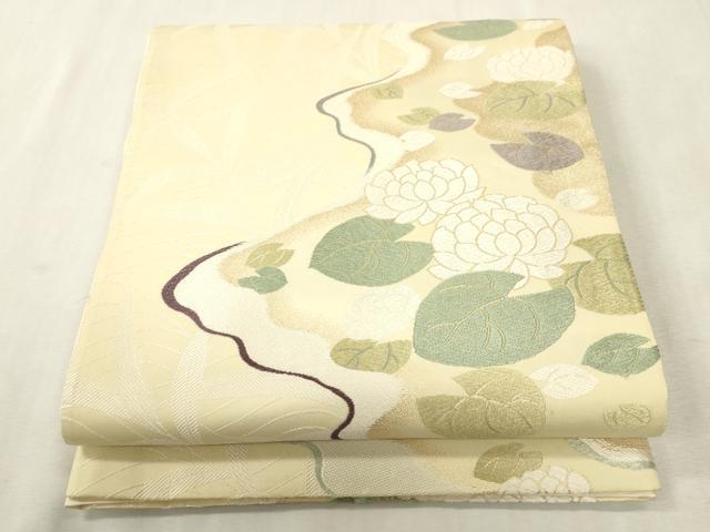 平和屋着物●六通柄袋帯　唐織　蓮　正絹　逸品　CABH6461dy
