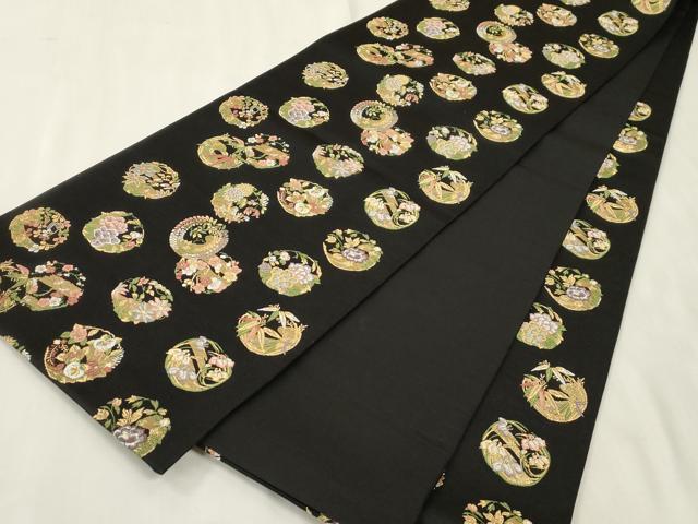平和屋着物●西陣の老舗　1782年創業　山下織物　六通柄袋帯　唐織　豊公観梅　黒地　金糸　正絹　逸品　未使用　CABH6468dy