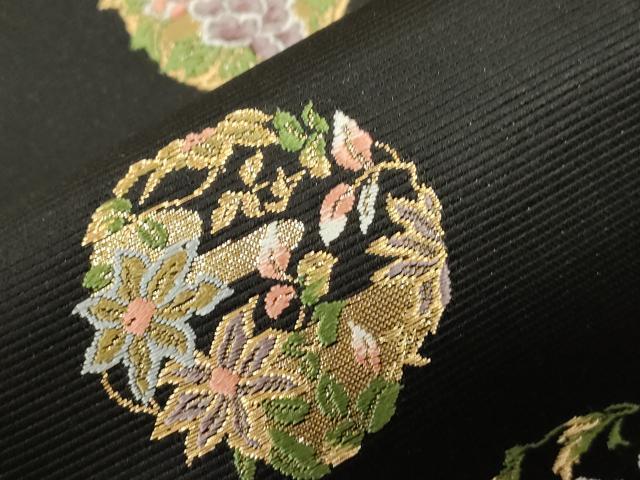 平和屋着物●西陣の老舗　1782年創業　山下織物　六通柄袋帯　唐織　豊公観梅　黒地　金糸　正絹　逸品　未使用　CABH6468dy