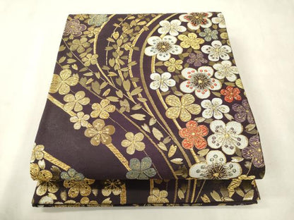 平和屋着物●六通柄袋帯　流水舞花文　金糸　正絹　逸品　CABH6470dy