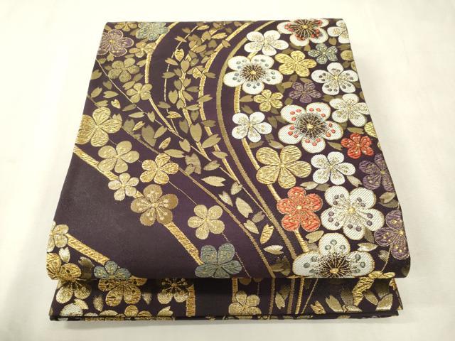 平和屋着物●六通柄袋帯　流水舞花文　金糸　正絹　逸品　CABH6470dy