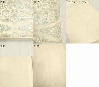 平和屋着物●西陣　川島織物　六通柄　本袋帯　草花文　銀糸　正絹　逸品　CABH6473dy