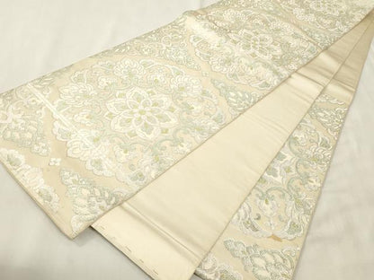 平和屋着物●西陣　川島織物　六通柄　本袋帯　草花文　銀糸　正絹　逸品　CABH6473dy