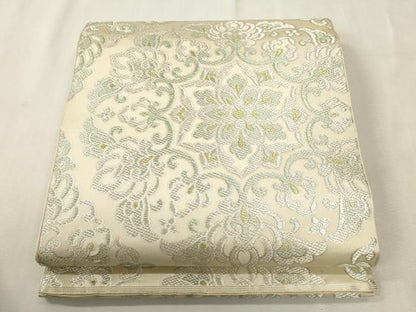 平和屋着物●西陣　川島織物　六通柄　本袋帯　草花文　銀糸　正絹　逸品　CABH6473dy