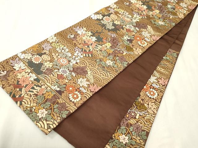 平和屋着物●六通柄袋帯　唐織　青海波花文　正絹　逸品　CABH6474dy