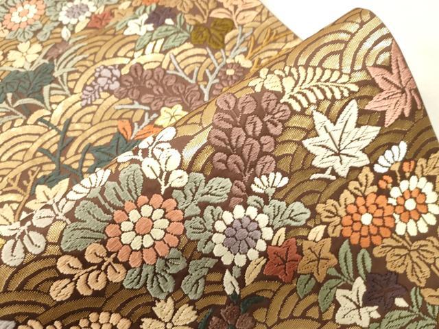 平和屋着物●六通柄袋帯　唐織　青海波花文　正絹　逸品　CABH6474dy