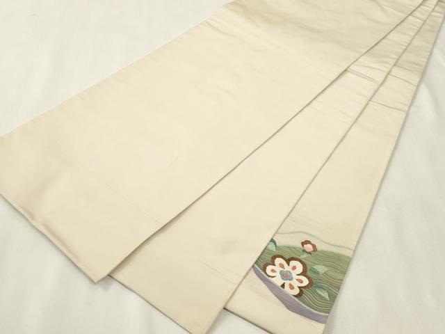 平和屋着物●太鼓柄袋帯　すくい織　切嵌草花文　正絹　逸品　CABH6477dy