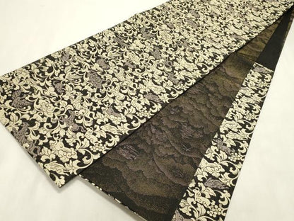 平和屋着物●両面　六通柄袋帯　干支　黒地　金銀糸　やまと誂製　正絹　逸品　未使用　CABH6485dy