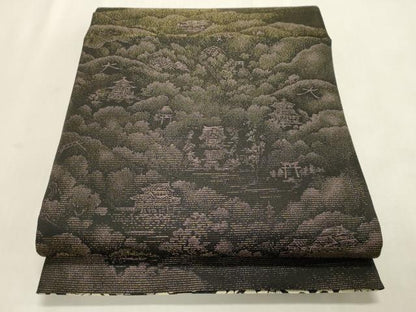 平和屋着物●両面　六通柄袋帯　干支　黒地　金銀糸　やまと誂製　正絹　逸品　未使用　CABH6485dy