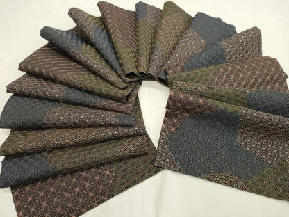 平和屋着物●全通柄袋帯　総刺繍　刺し子　吉祥文　黒地　正絹　逸品　CABH6489dy